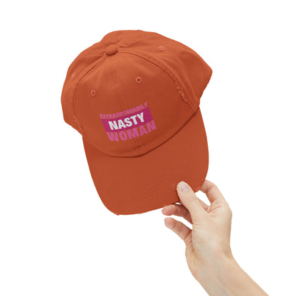 Extraordinarily Nasty Woman Unisex Distressed Cap