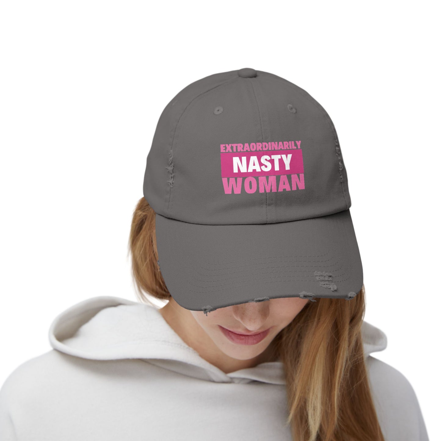 Extraordinarily Nasty Woman Unisex Distressed Cap