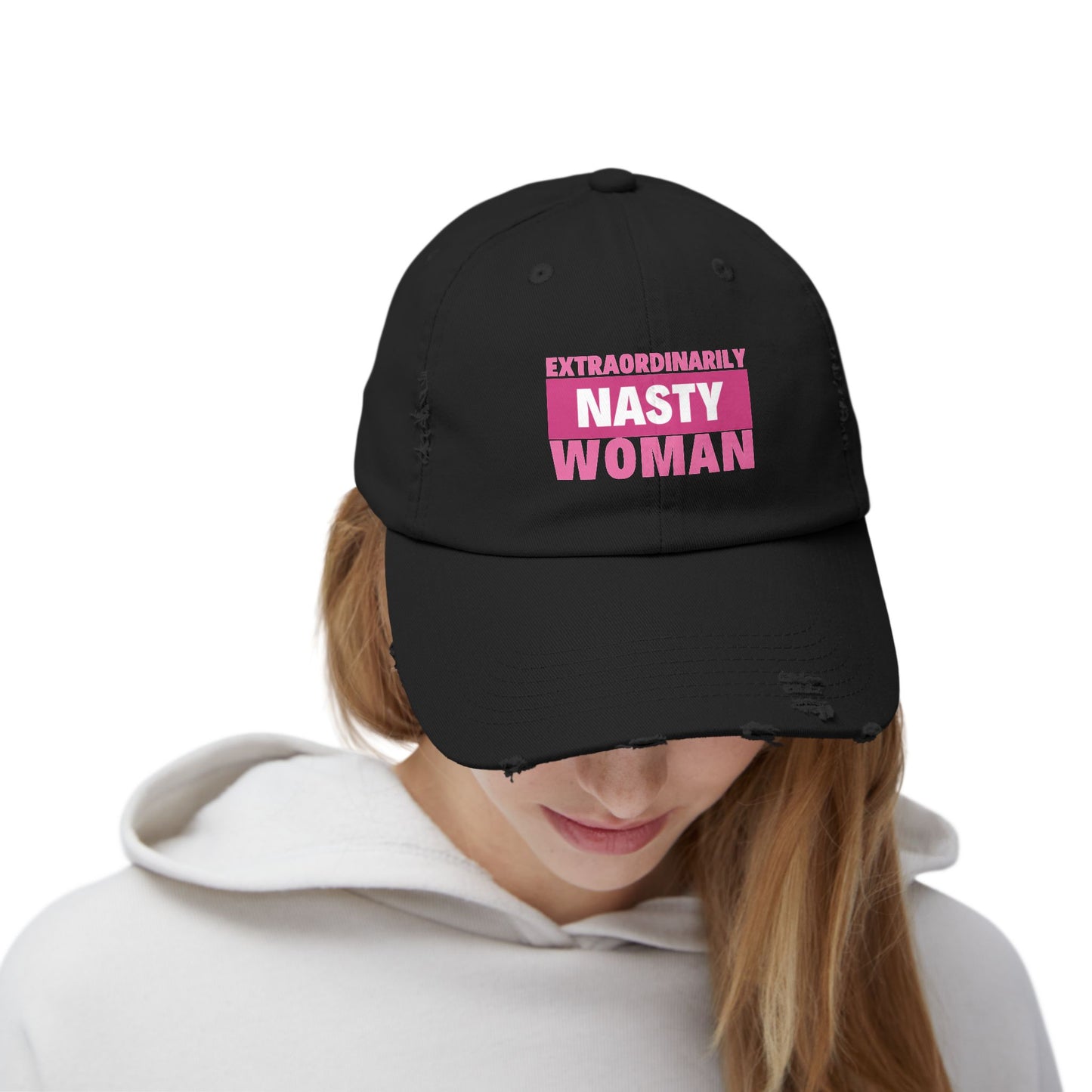 Extraordinarily Nasty Woman Unisex Distressed Cap