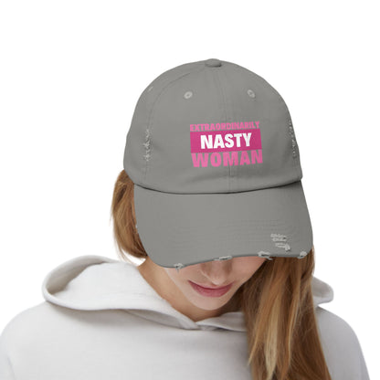 Extraordinarily Nasty Woman Unisex Distressed Cap