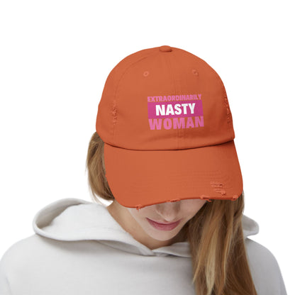 Extraordinarily Nasty Woman Unisex Distressed Cap